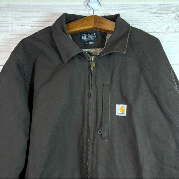 Carhartt Mens Sherpa Lined Field Jacket Dark Brown Size 2XL Tall - Picture 3 of 13
